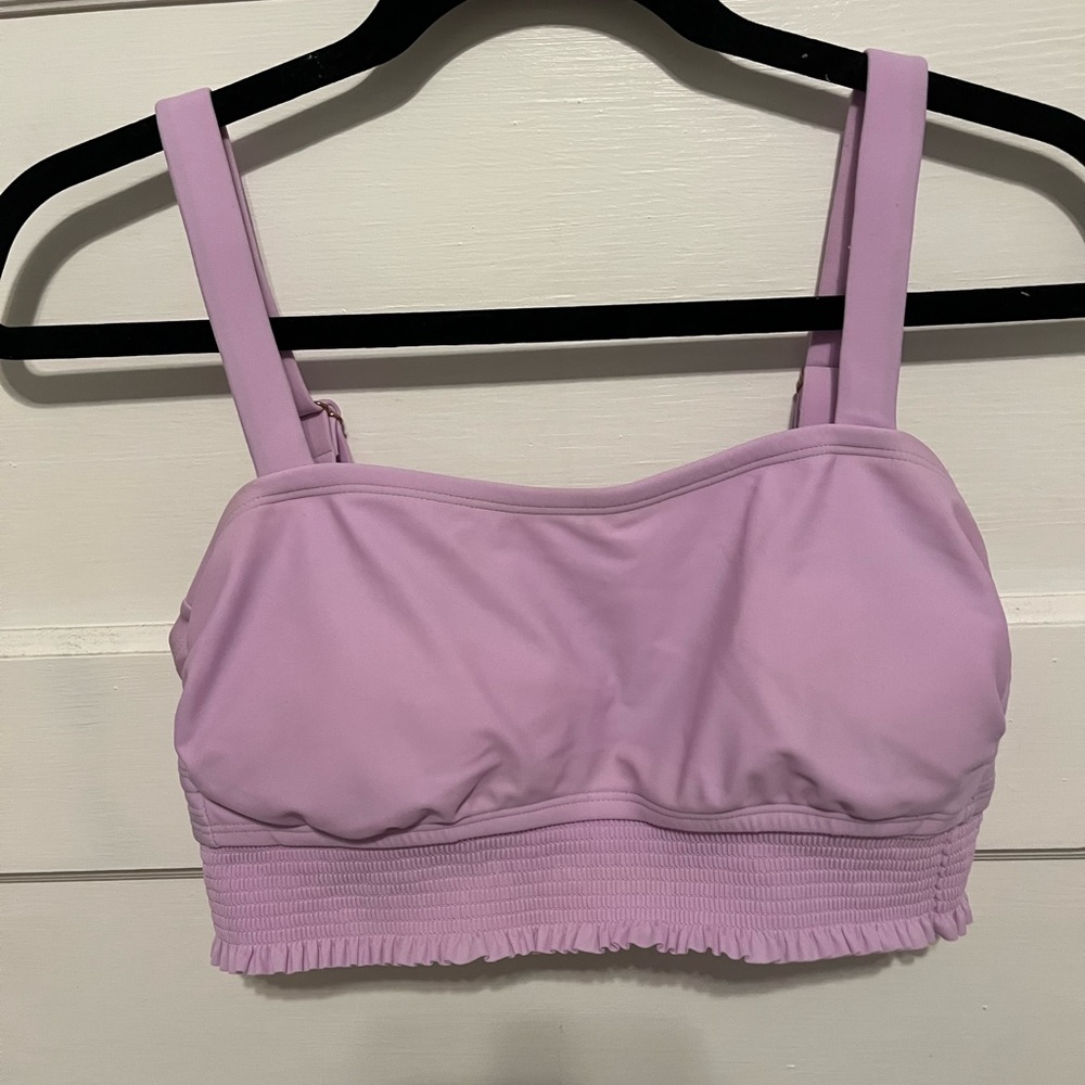 Shade & Shore Women's Longline Smocked Square Neck Bralette Top - Lavender